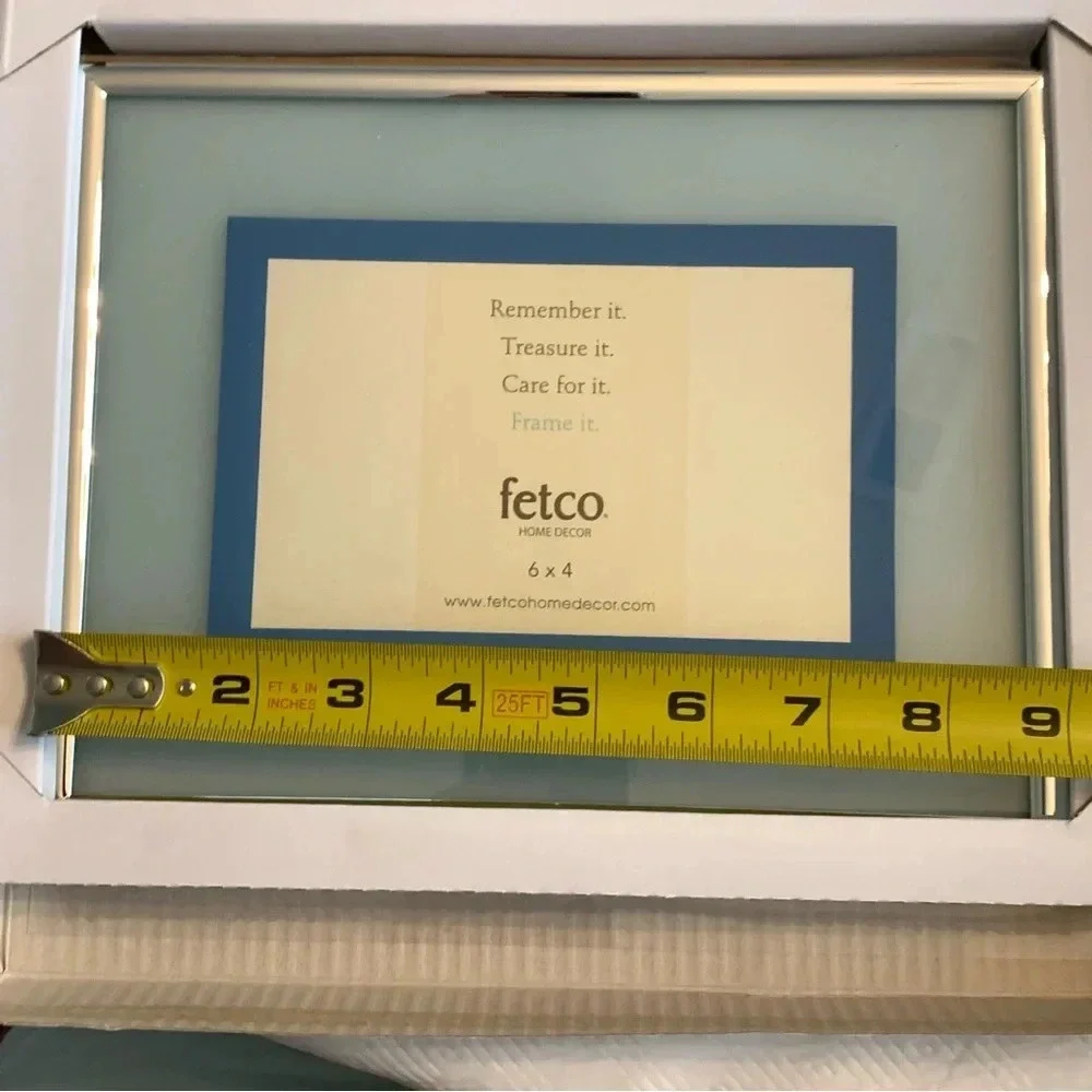 Vintage Fetco MCM Blue Silver Trim 6x4 Picture Frame NEW in Box! Baby Boy